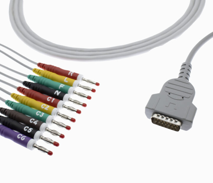 GE MAC 1200 10 LEAD ECG PATIENT CABLE – 4 MM BANANA 10 K.R