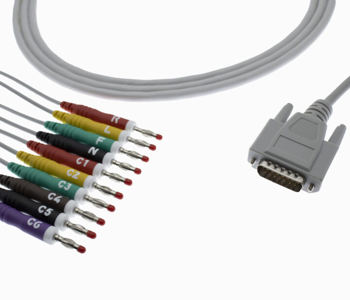 BPL -NK 10 LEAD ECG PATIENT CABLE – 4MM BANANA WITH UNDERCUT GRAY
