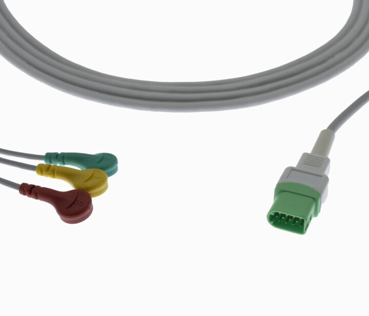Datascope 12 Pin 3 Lead Snap Type ECG Monitor Cable