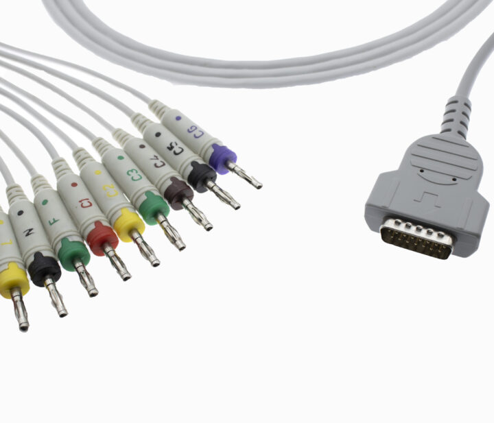 GE MAC 1200 10 LEAD ECG PATIENT CABLE – 4 MM BANANA 10 K.R – WIE COMPATIBLE